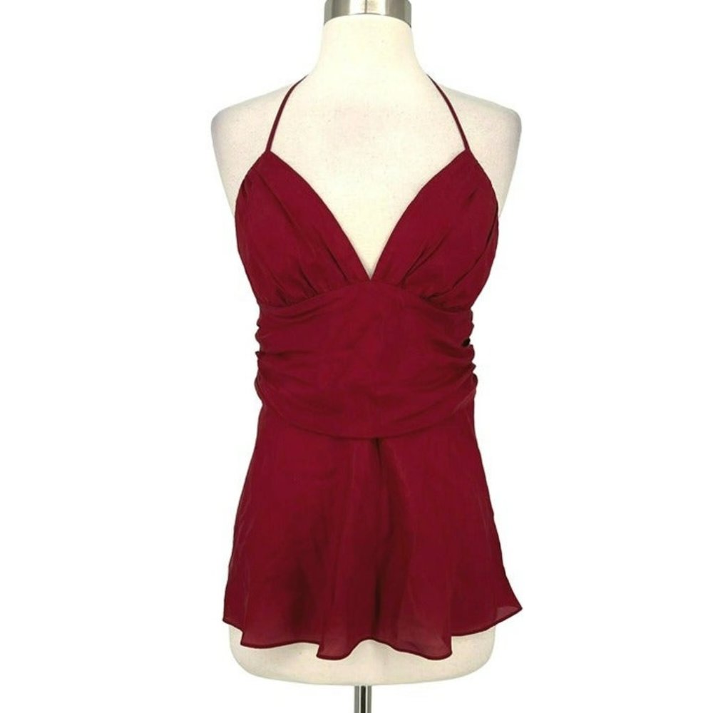 Express Silk Halter Top Scarlet Red Size Small
